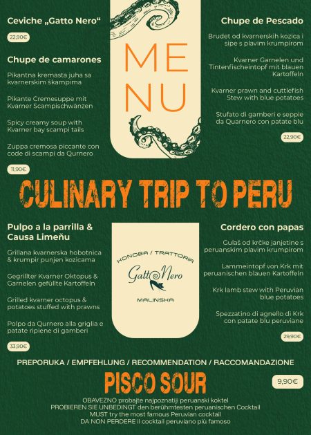 PERU menu
